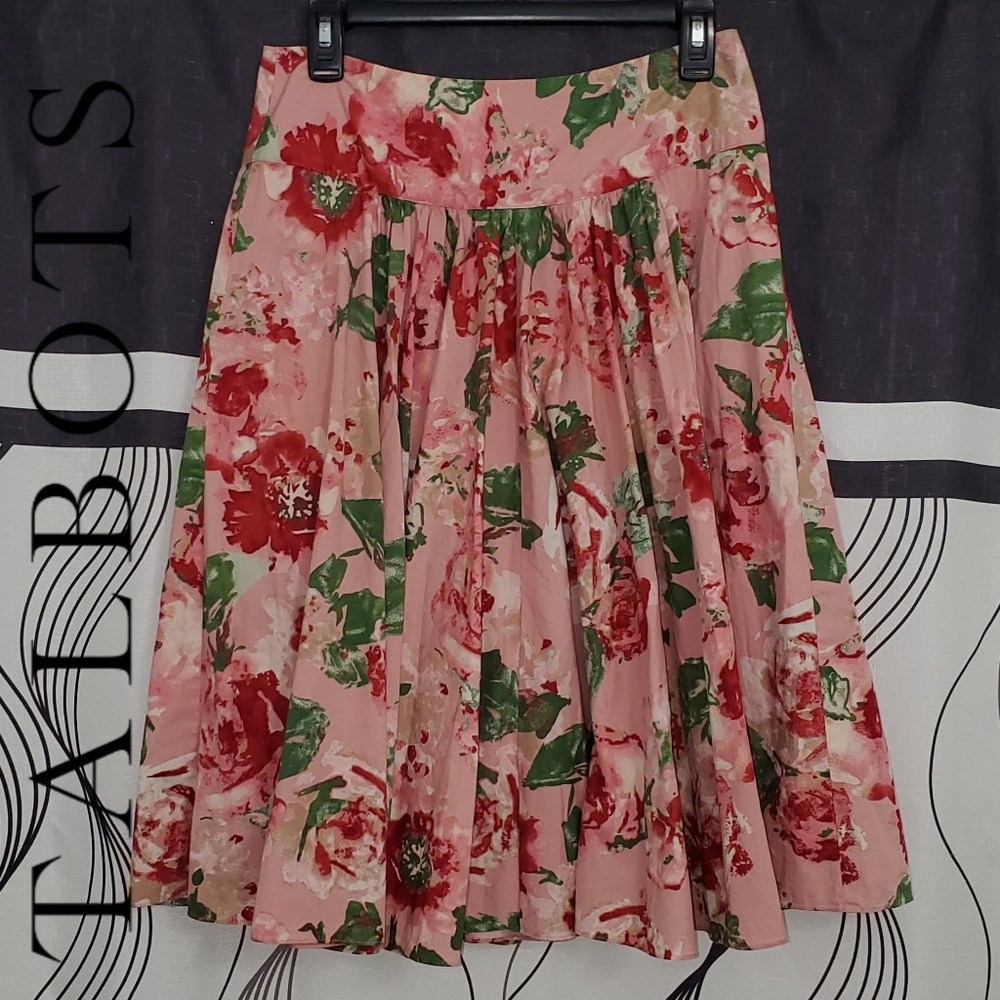 Talbots A-line pleated floral skirt